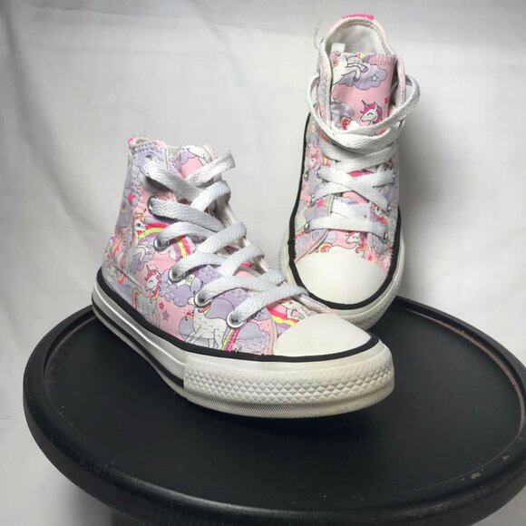 Converse Chuck Taylor All Star 'Neon Unicorn' Shoes Pink & Purple Junior Size 11 - Picture 2 of 4